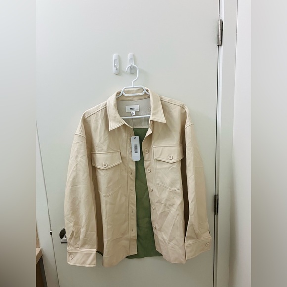 Vici Jackets & Blazers - SALE I Beige faux leather Shacket minimalist style